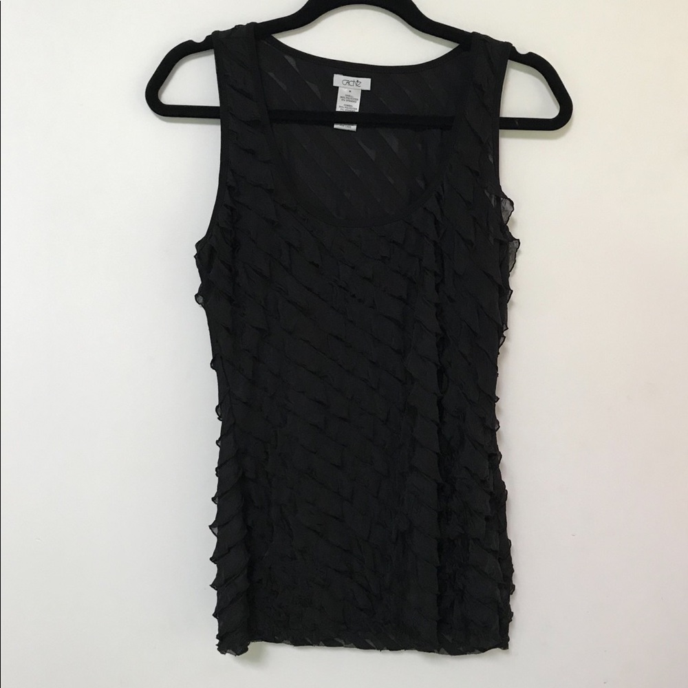 Cache Black Ruffle Top, size M
